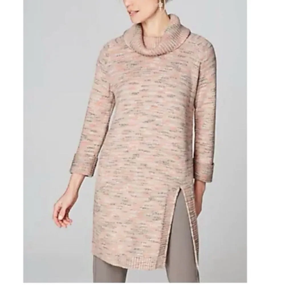J. Jill Women's Cowl Neck Sweater - Pink and Gray